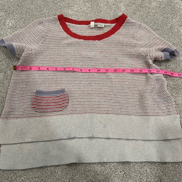 Moth Women's Cotton Cashmere Short Sleeve Grey Sweater Size XSP - Picture 2 of 7